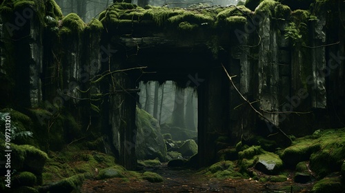 an enchanting forest clearing with ancient, moss-covered stones, creating an atmosphere of timeless mystique © Micro