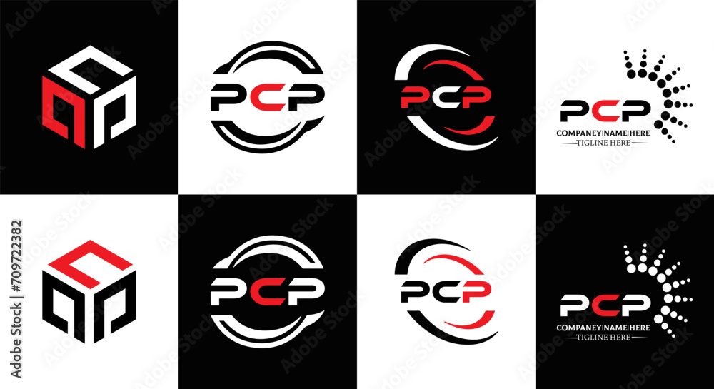 PCP logo. P C P design. White PCP letter. PCP, P C P letter logo design. Initial letter PCP linked circle uppercase monogram logo. P C P letter logo vector design. PCP letter logo design five style.	
