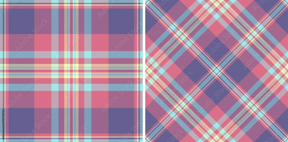 Background texture tartan of fabric pattern seamless with a check textile vector plaid. Set in rainbow colors for clothing style trends. Background texture tartan of fabric pattern seamless with a check textile vector plaid. Set in rainbow colors for clothing style trends.