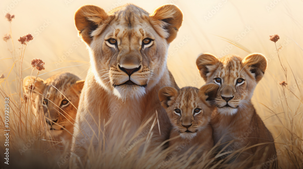Witness the beauty of motherhood as a lioness