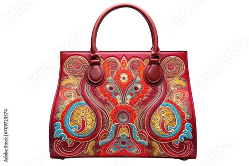 Paisley Pattern Applique Bag Isolated On Transparent Background