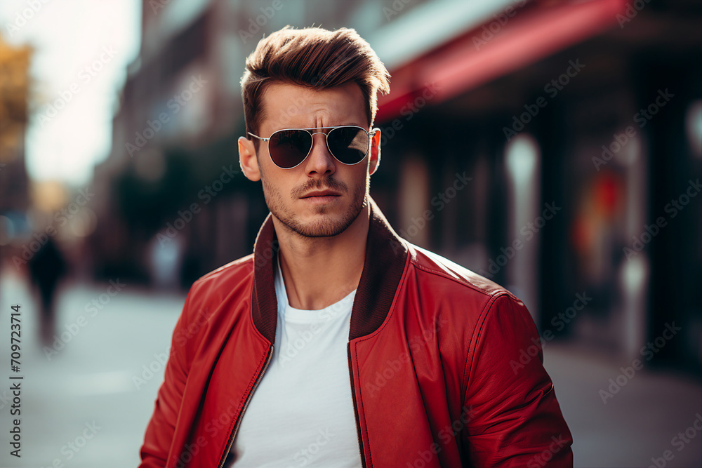 Generative AI illustration of young girl female guy man model posing in stylish trendy shiny outfit Generative AI illustration of young girl female guy man model posing in stylish trendy shiny outfit