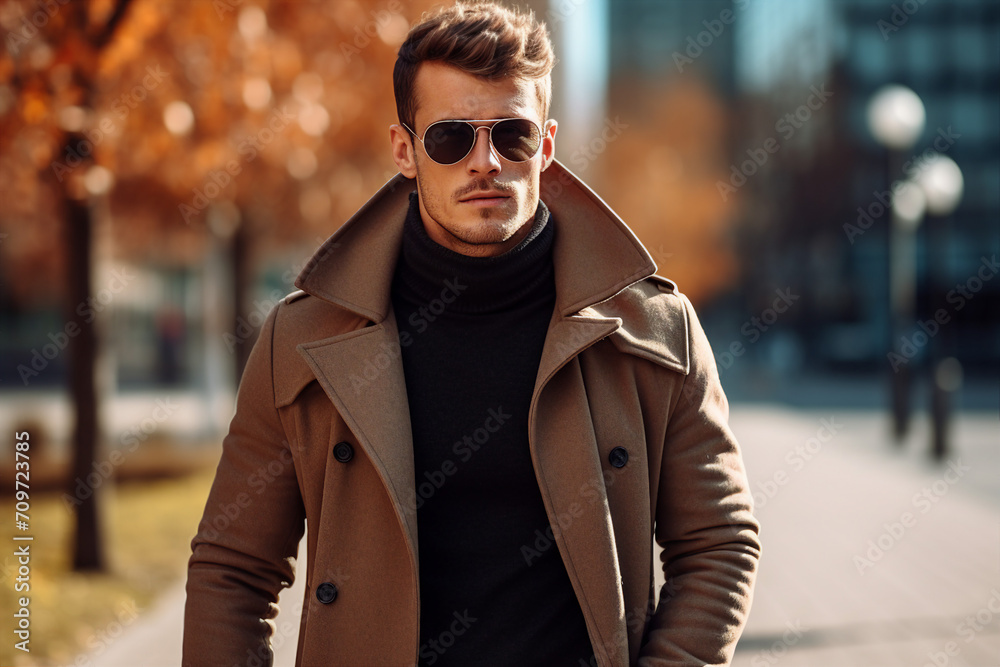 Obraz premium Generative AI illustration of young girl female guy man model posing in stylish trendy shiny outfit