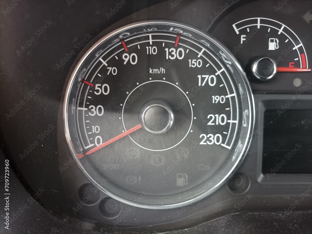speedometer in the car's instrument cluster