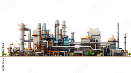 Large industrial factory on PNG transparent background photo