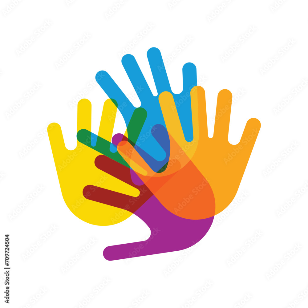 Colorful hands overlapping on top of each other abstract Colorful hands overlapping on top of each other abstract