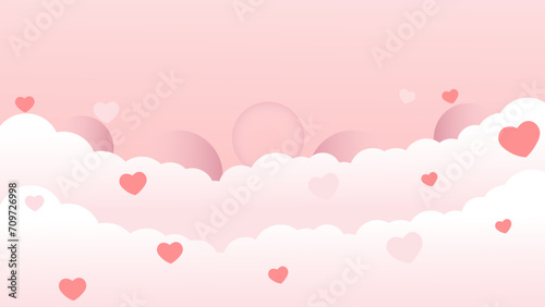 Heart background valentine pink love with sky theme.
