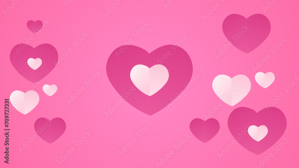 Paper style heart pink love background