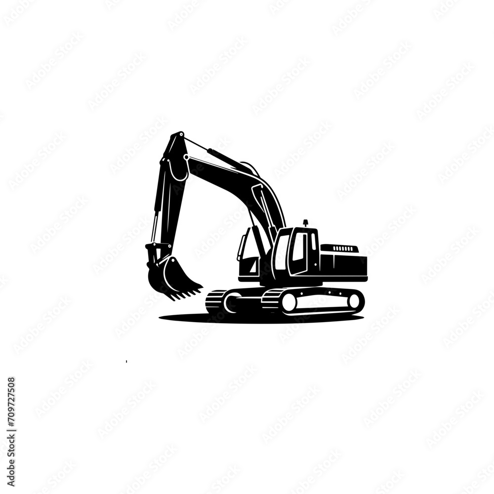 Simple Excavator Logo Flat Black Vector Simple Excavator Logo Flat Black Vector