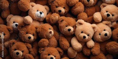 Teddy bears background. A lot of brown soft toys,,,,A collection of teddy bears are sitting