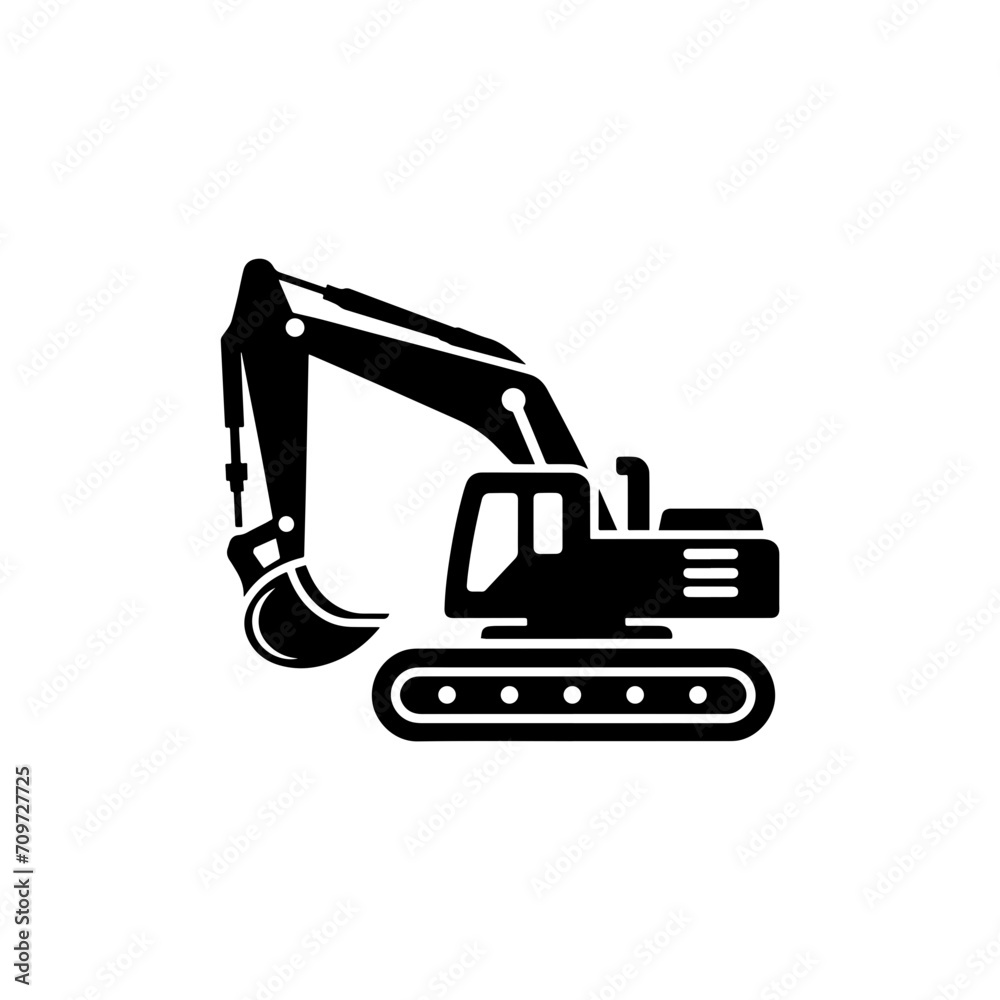 Simple Excavator Logo Flat Black Vector Simple Excavator Logo Flat Black Vector