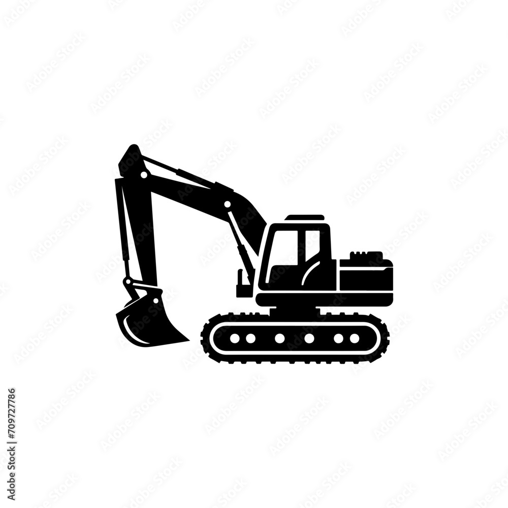 Simple Excavator Logo Flat Black Vector Simple Excavator Logo Flat Black Vector