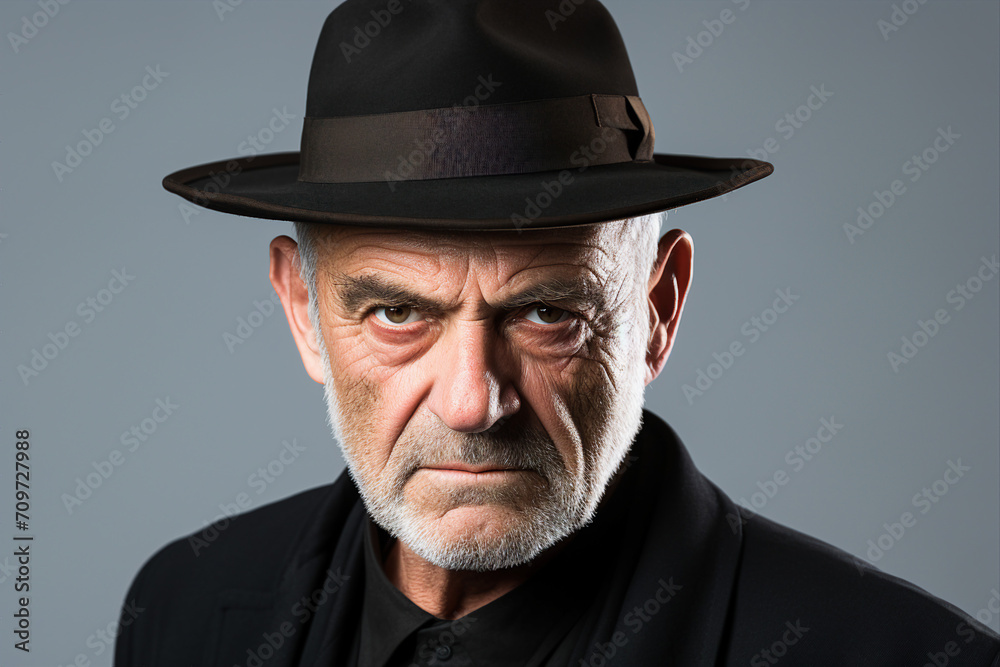 Old fashioned detective or mafia man woman in retro style hat Generative AI picture portrait