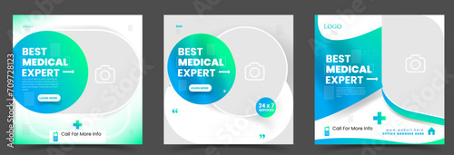 Healthcare social media post for hospital clinic promotion web banner