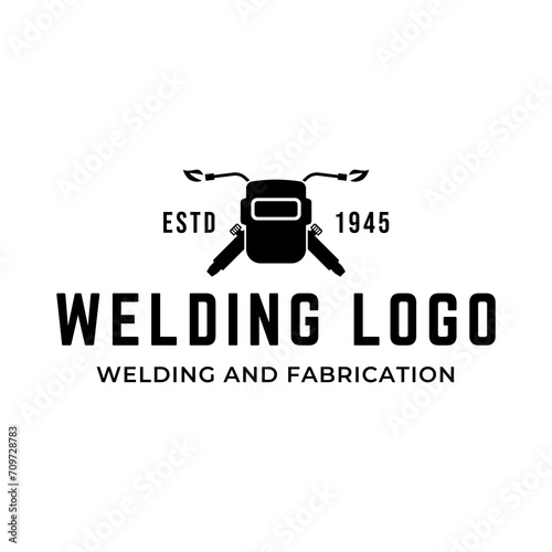 Welding torch logo design. Welder tool vector design. Welding work logotype.