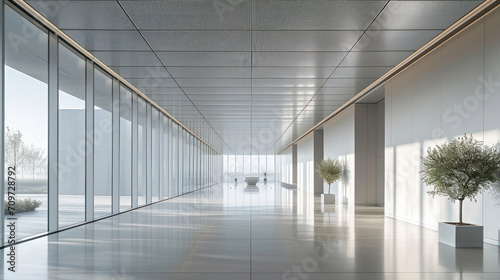 interior of minimalism modern office or hotel lobby air conditioner and lighting system design. photo