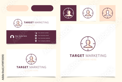 Target Marketing logo brand business card. Branding book affilate marketing collection. Thin Target Marketing logo