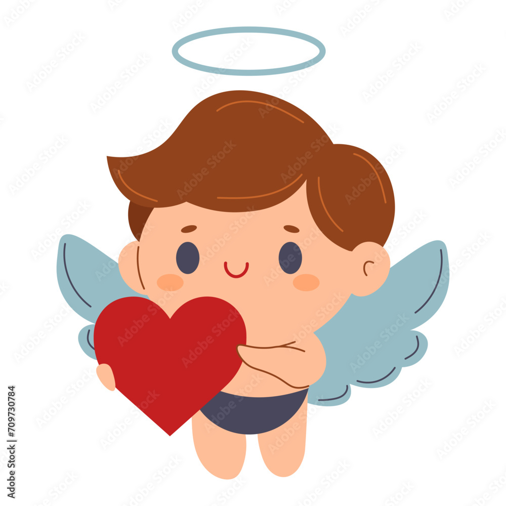 character Cute Adorable Cupid holds HEART. Amur baby, little angel or god Eros. Concept of valentine's day, wedding, fall in love. vector. character Cute Adorable Cupid holds HEART. Amur baby, little angel or god Eros. Concept of valentine's day, wedding, fall in love. vector.