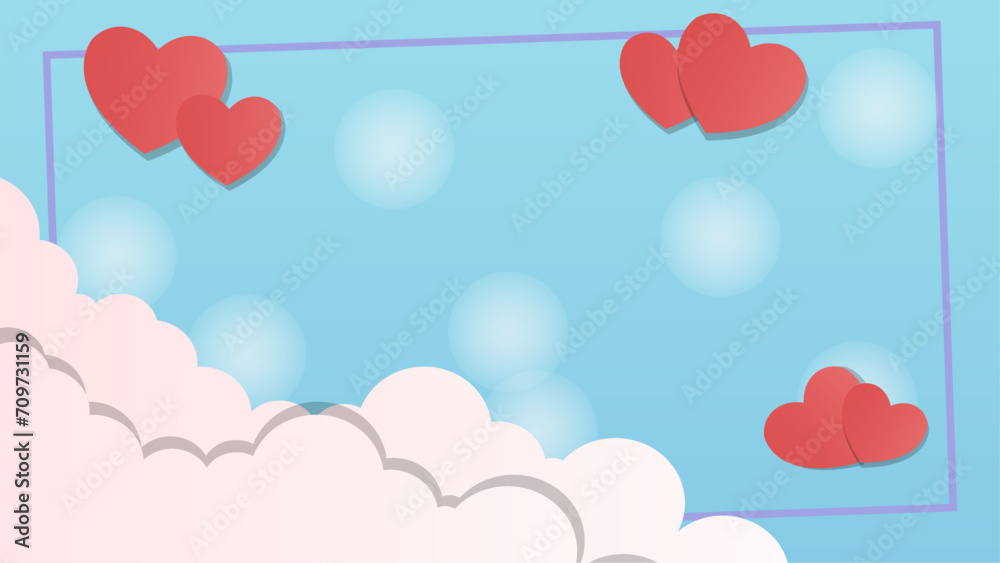 Cute romantic red hearts background print.