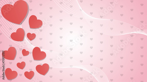 Love hearts decoration on girly background. Vector illustration.