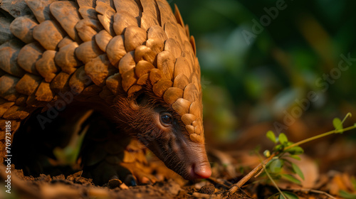 Pangolin. Close-Up Captures in its Forest Habitat, an Endangered Species