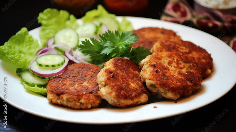 Shami kabab with vegetables