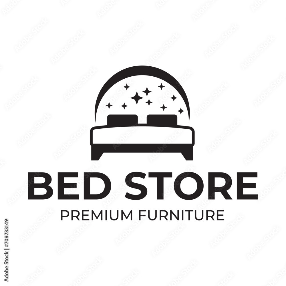 Bed store logo. Simple Furniture Bed Store Logo Template Vector
