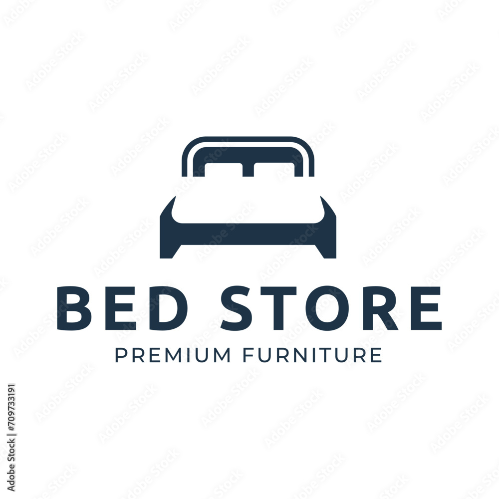 Obraz premium Bed store logo. Simple Furniture Bed Store Logo Template Vector 