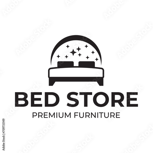 Bed store logo. Simple Furniture Bed Store Logo Template Vector

