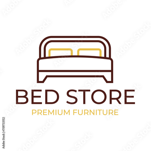 Bed store logo. Simple Furniture Bed Store Logo Template Vector
