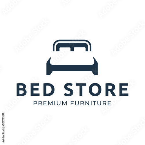 Bed store logo. Simple Furniture Bed Store Logo Template Vector
