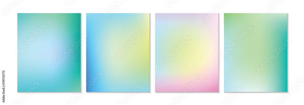 Set of vector gradient backgrounds in delicate pastel colors. For social media