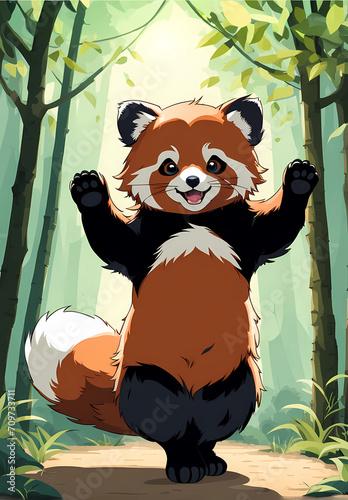 red panda stands on its hind legs