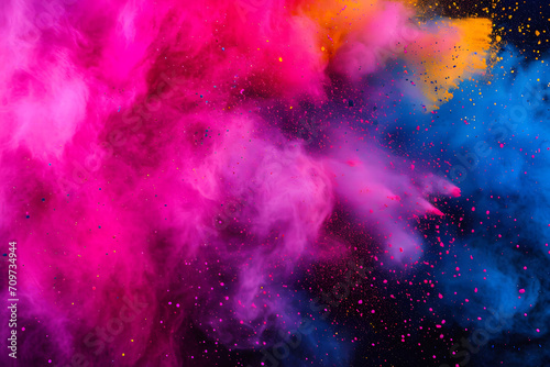 Colorful holi powders, festival of colors in India - Vibrant Holi Explosion: Background Bliss