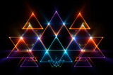 Neon Geometric Shapes with Glow Effect on Black Background