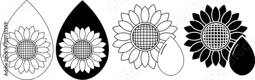 outline silhouette sunflower oil icon set