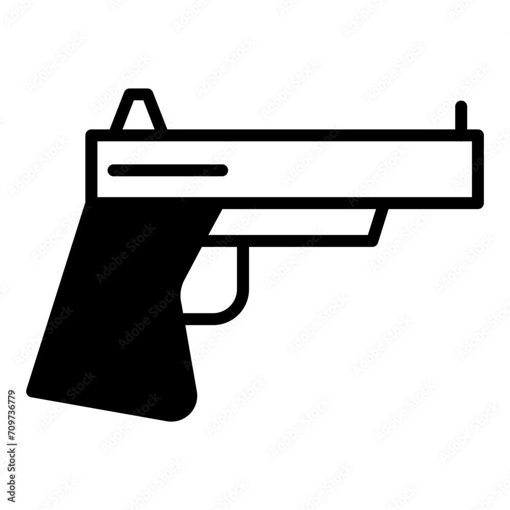 Pistol solid glyph icon