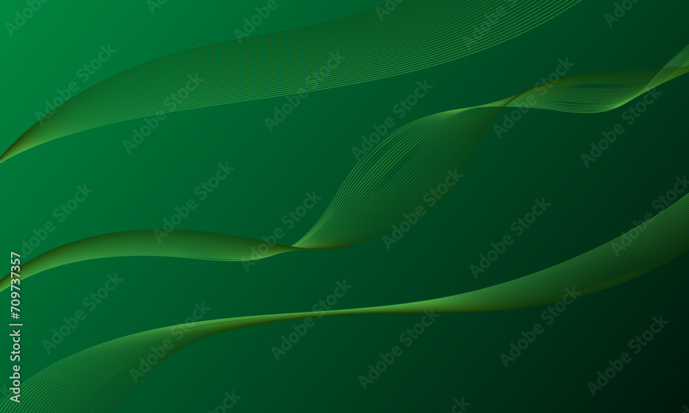Fototapeta premium green lines wave curve with smooth gradient abstract background