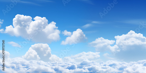 Clouds in the sky with a blue sky Cloudscape in a Clear Blue Sky  Tranquil Atmospheric Beauty ky and Clouds Background  Idyllic Daytime Sky View 