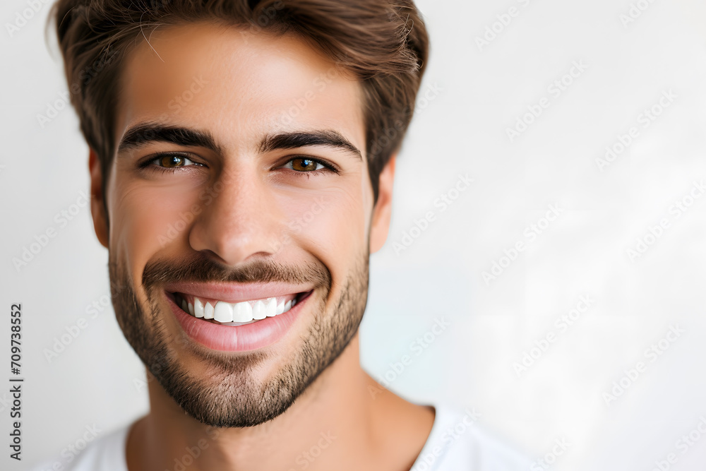 Handsome man laughing and smiling close up portrait. Healthy face skin care beauty, dental. Handsome man laughing and smiling close up portrait. Healthy face skin care beauty, dental.