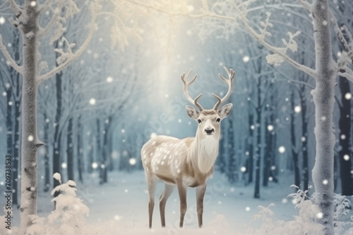 Winter background with deer. Christmas concept