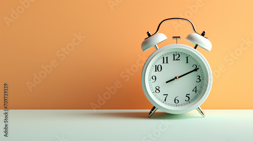 Alarm clock placed against a soft colored background