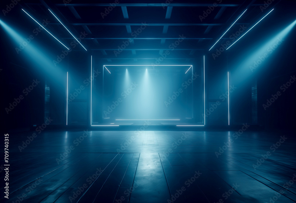 Stage of a theater with neon lights