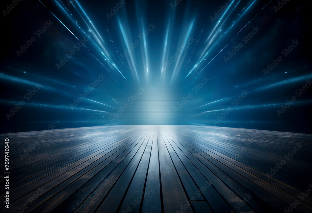 Obraz premium Neon lights illuminating an empty stage of a Theater