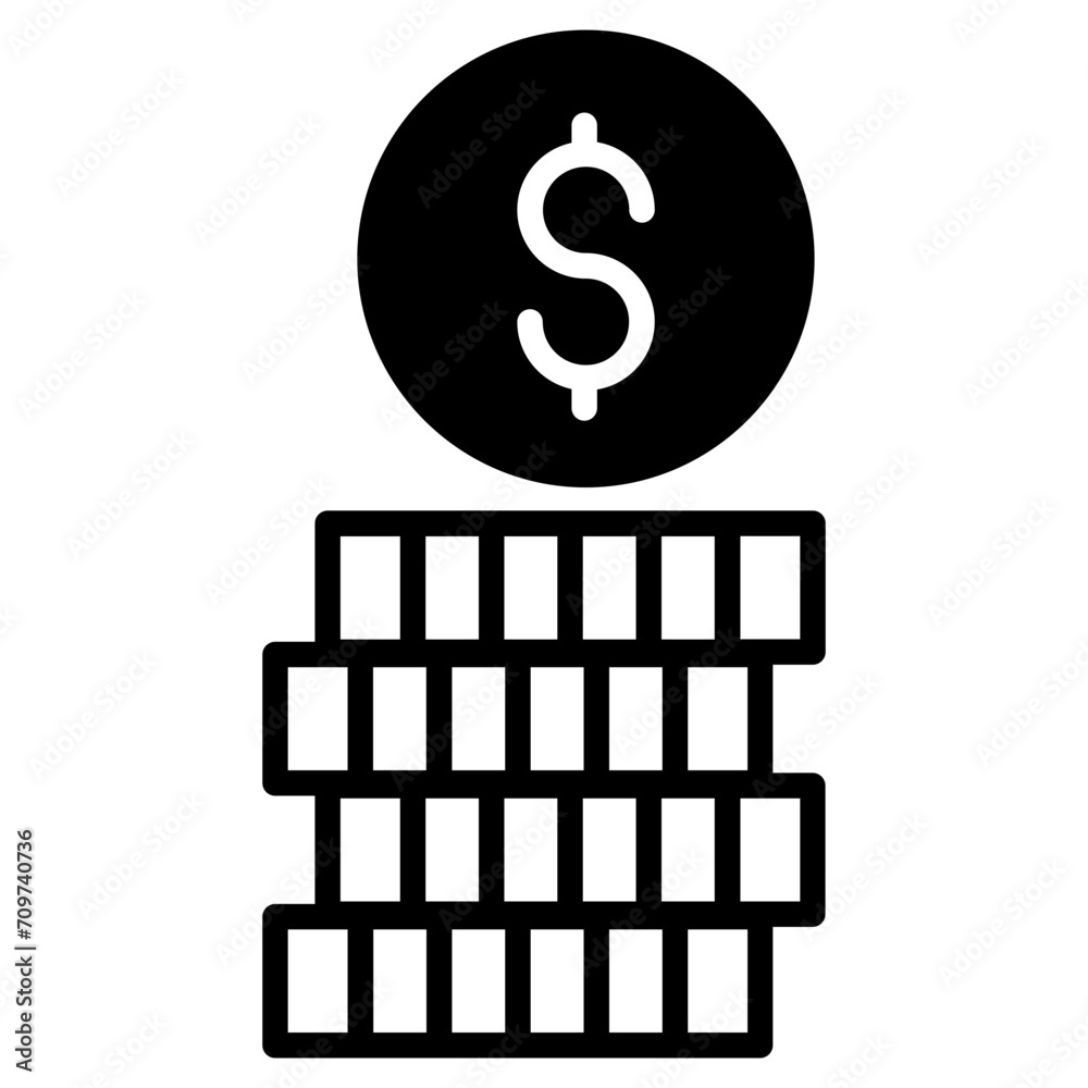 Dollar Coin solid glyph icon Dollar Coin solid glyph icon