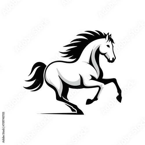 High Quality Vector Logo of a Majestic Rearing White Horse. Versatile Symbol of Strength and Elegance for Logos  Branding  and Marketing. Isolated on White Background for Seamless Integration.