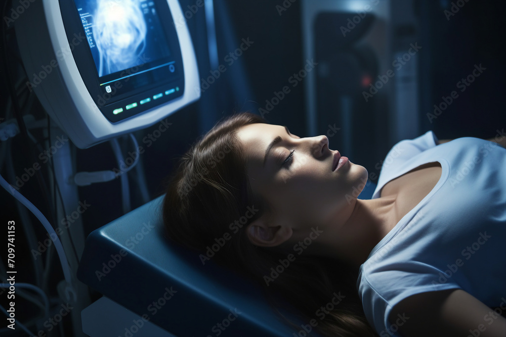 Patient in hospital preparing for brain MRI made with generative AI Patient in hospital preparing for brain MRI made with generative AI