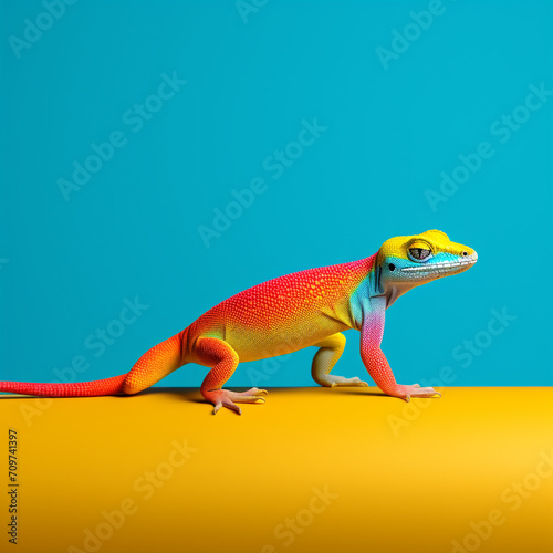 colorful gecko lizard, minimalist created with Generative Ai