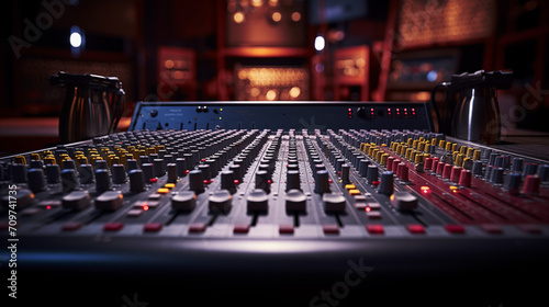 Mesa de mezclas de un estudio de grabación musical photo