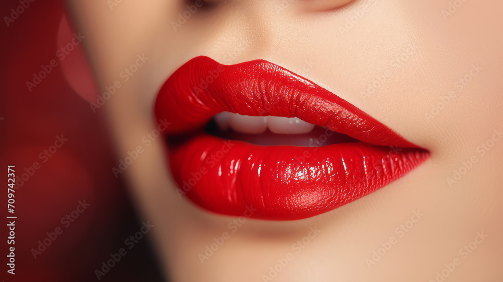 woman with red painted lips woman with red painted lips